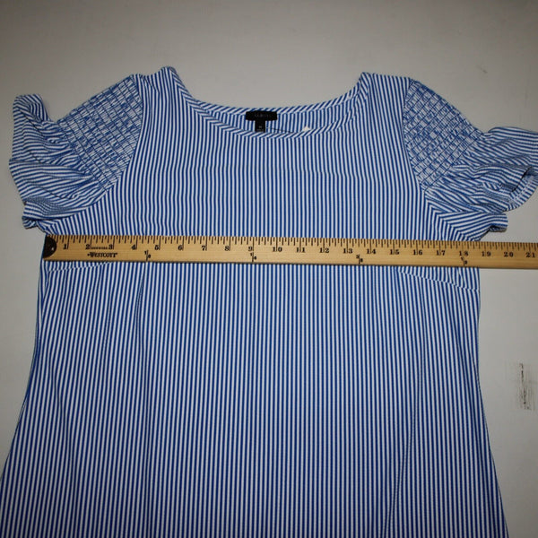 Talbots NEW $119 Sz M Royal Blue White Striped Textured Polyester Nylon Dress