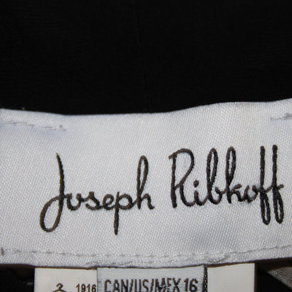 Joseph Ribkoff Top Sz 16 Black Brown Animal Prnt Drawstring Neck Hi Low Poly Top