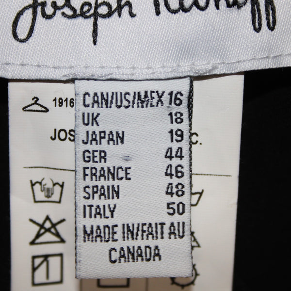 Joseph Ribkoff Top Sz 16 Black Brown Animal Prnt Drawstring Neck Hi Low Poly Top