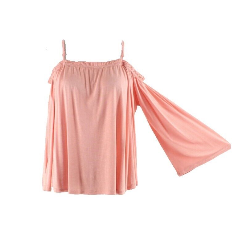 Jack by BB Dakota Peach Off Shoulder Skinny Strap 100% Rayon Knit Top