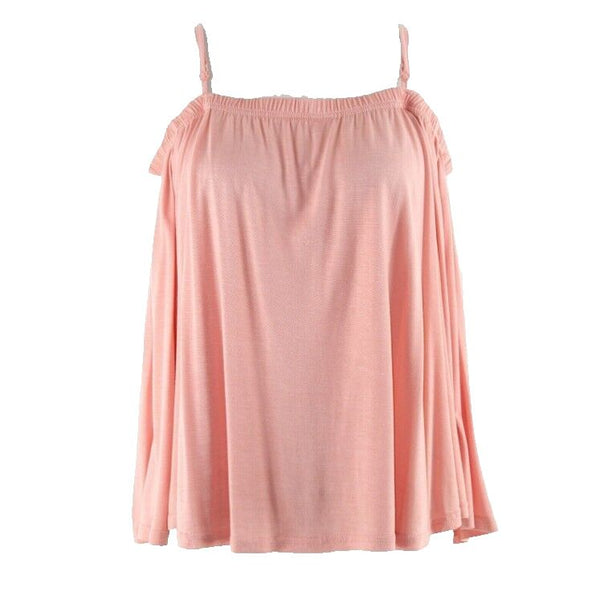 Jack by BB Dakota Peach Off Shoulder Skinny Strap 100% Rayon Knit Top