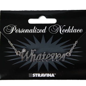 WHATEVER NEW Name Silvertone Rhinestone 14.5"w 4.5" Multi Ring Extender Necklace