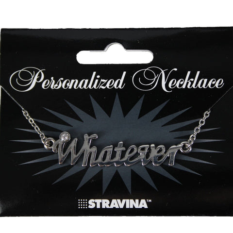 WHATEVER NEW Name Silvertone Rhinestone 14.5"w 4.5" Multi Ring Extender Necklace