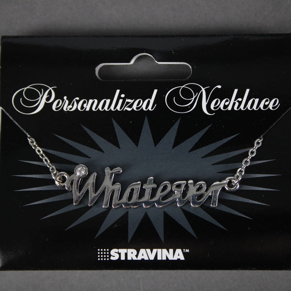 WHATEVER NEW Name Silvertone Rhinestone 14.5"w 4.5" Multi Ring Extender Necklace