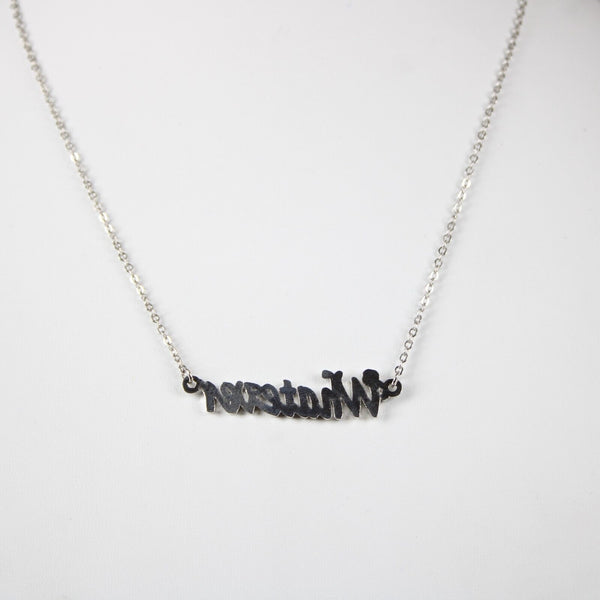 WHATEVER NEW Name Silvertone Rhinestone 14.5"w 4.5" Multi Ring Extender Necklace