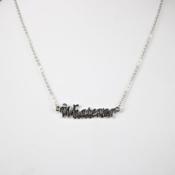 WHATEVER NEW Name Silvertone Rhinestone 14.5"w 4.5" Multi Ring Extender Necklace