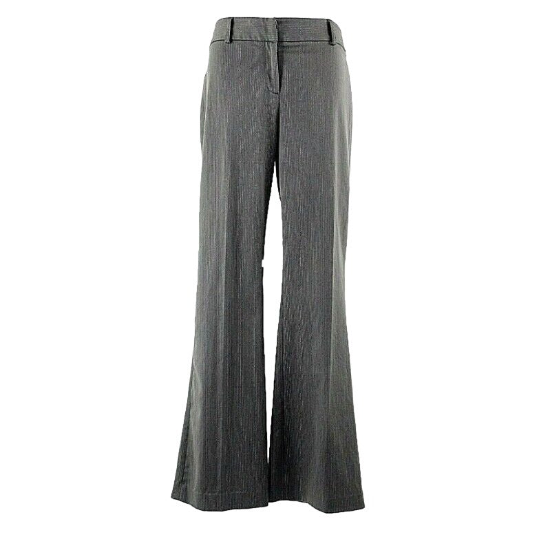 Alfani Sz 8 x 33 Gray Pinstripe Poly Rayon Blend Unlined Bootcut Trouser Pant