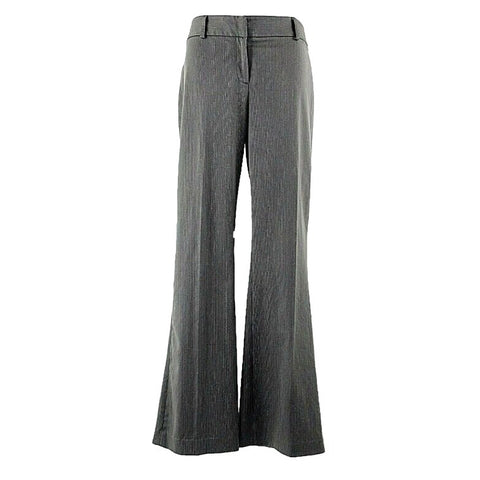 Alfani Sz 8 x 33 Gray Pinstripe Poly Rayon Blend Unlined Bootcut Trouser Pant