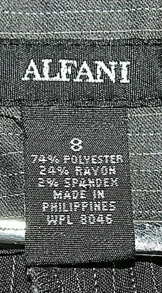 Alfani Sz 8 x 33 Gray Pinstripe Poly Rayon Blend Unlined Bootcut Trouser Pant