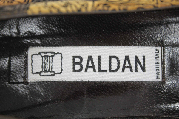 Baldan Sz 37 Gold Brown Multi Mid Heel Suede Leather Pumps 878B