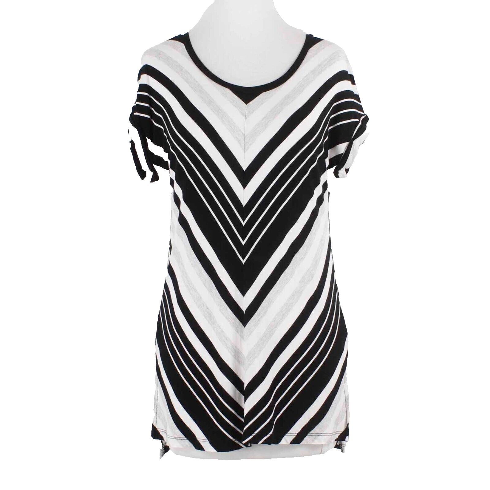Cable Gauge Sz S Black White Stripe Strappy Back Viscose Spandex Knit Top