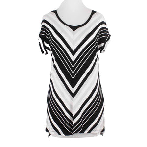Cable Gauge Sz S Black White Stripe Strappy Back Viscose Spandex Knit Top