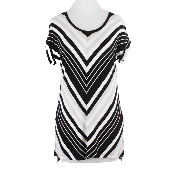 Cable Gauge Sz S Black White Stripe Strappy Back Viscose Spandex Knit Top