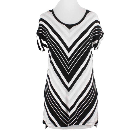 Cable Gauge Sz S Black White Stripe Strappy Back Viscose Spandex Knit Top