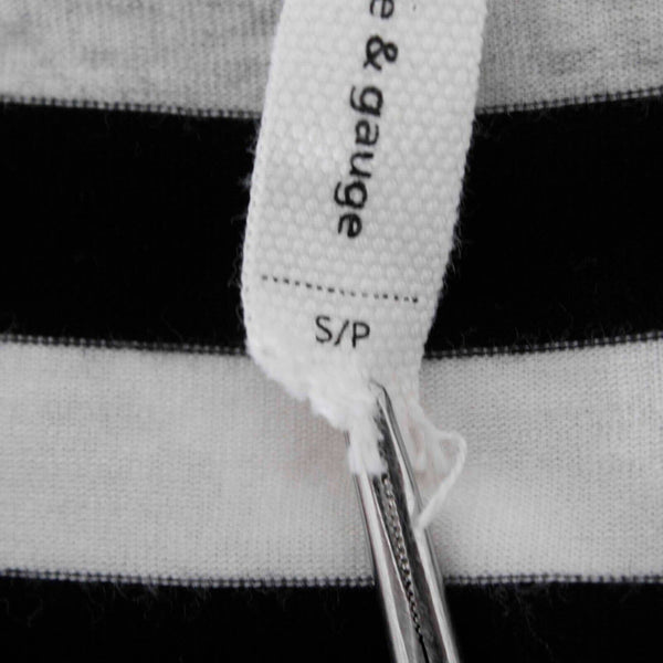 Cable Gauge Sz S Black White Stripe Strappy Back Viscose Spandex Knit Top