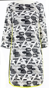 Vince Camuto Sz 2 Black Gray Lime Back Zip 100% Polyester Dress