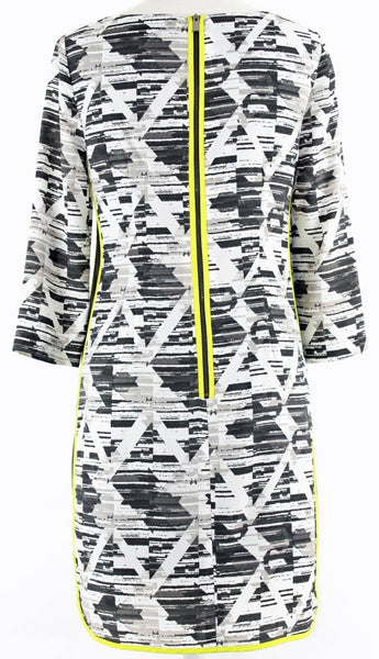 Vince Camuto Sz 2 Black Gray Lime Back Zip 100% Polyester Dress