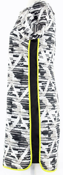 Vince Camuto Sz 2 Black Gray Lime Back Zip 100% Polyester Dress