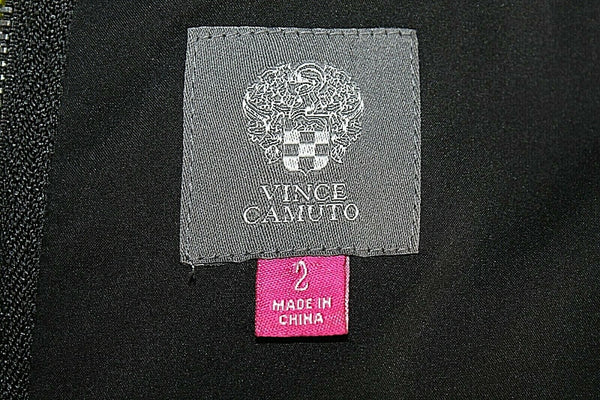 Vince Camuto Sz 2 Black Gray Lime Back Zip 100% Polyester Dress