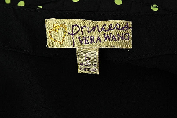 Princess Vera Wang Sz 5 Black Lime Sheer Back Cold Shoulder Polyester Dress