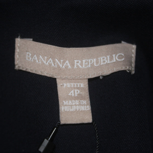 Banana Republic Dress NEW Sloan Sz 4 Petite Preppy Navy Blue Cotton Spandex