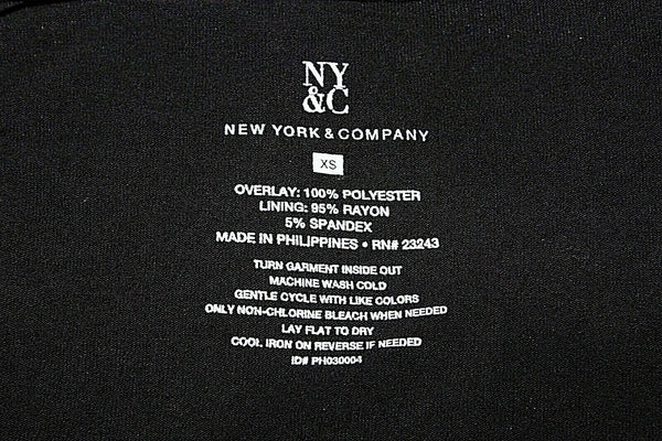 NY&C Sz XS Black Tan Sheer Overlay 100% Poly Knit Rayon Spandex Top