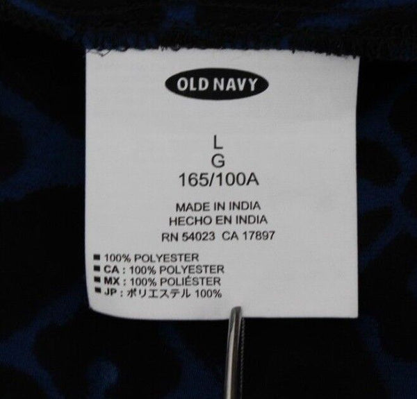Old Navy Sz L Black Royal Blue 100% Polyester Sheer Chiffon Blouse Top