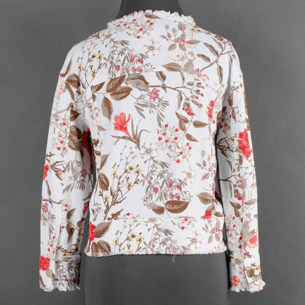 Ellen Tracy Sz 6 Lt Blue Pink Floral Buttons Cotton Elastane Jacket