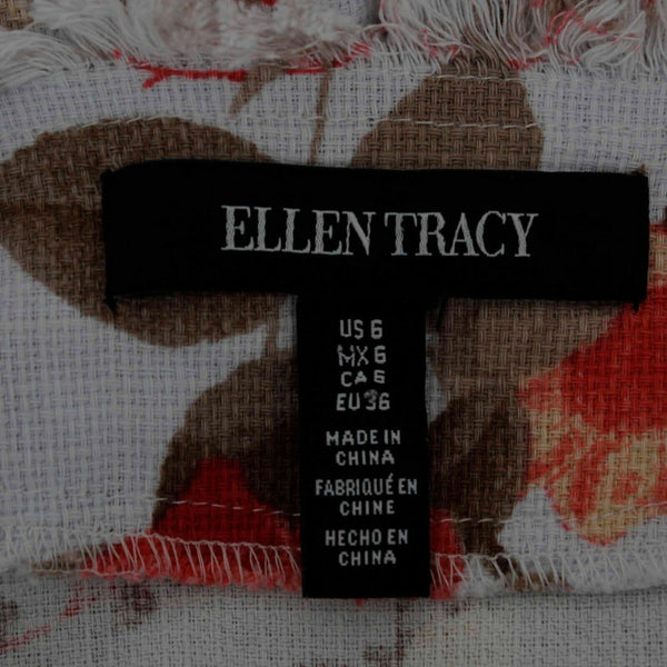 Ellen Tracy Sz 6 Lt Blue Pink Floral Buttons Cotton Elastane Jacket