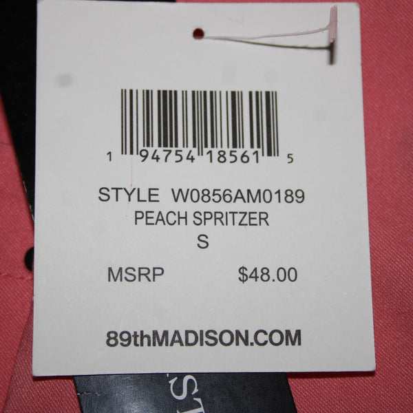 89th Madison NEW $48 Sz S x 17 Peach Spritzer Pink Pull On Pockets Rayon Capri
