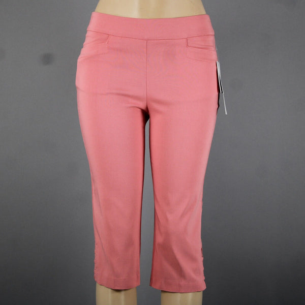 89th Madison NEW $48 Sz S x 17 Peach Spritzer Pink Pull On Pockets Rayon Capri