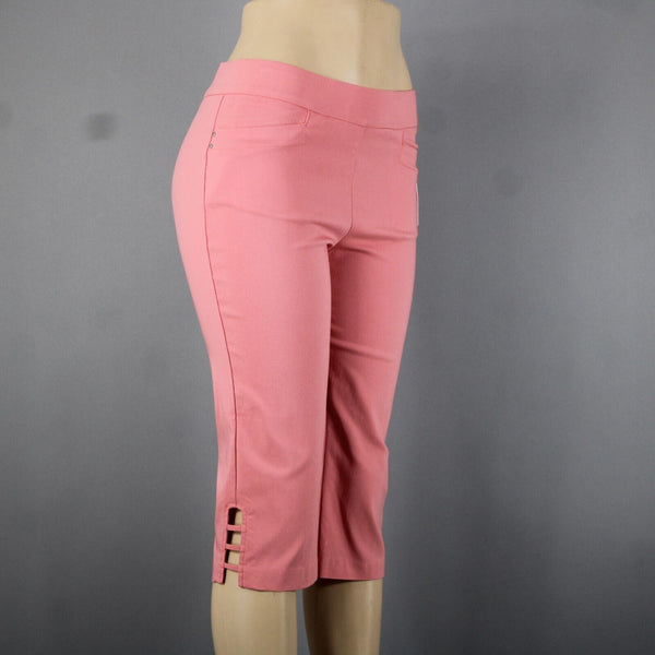 89th Madison NEW $48 Sz S x 17 Peach Spritzer Pink Pull On Pockets Rayon Capri