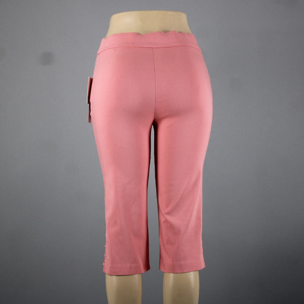 89th Madison NEW $48 Sz S x 17 Peach Spritzer Pink Pull On Pockets Rayon Capri