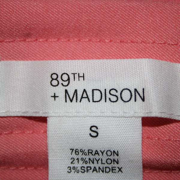 89th Madison NEW $48 Sz S x 17 Peach Spritzer Pink Pull On Pockets Rayon Capri