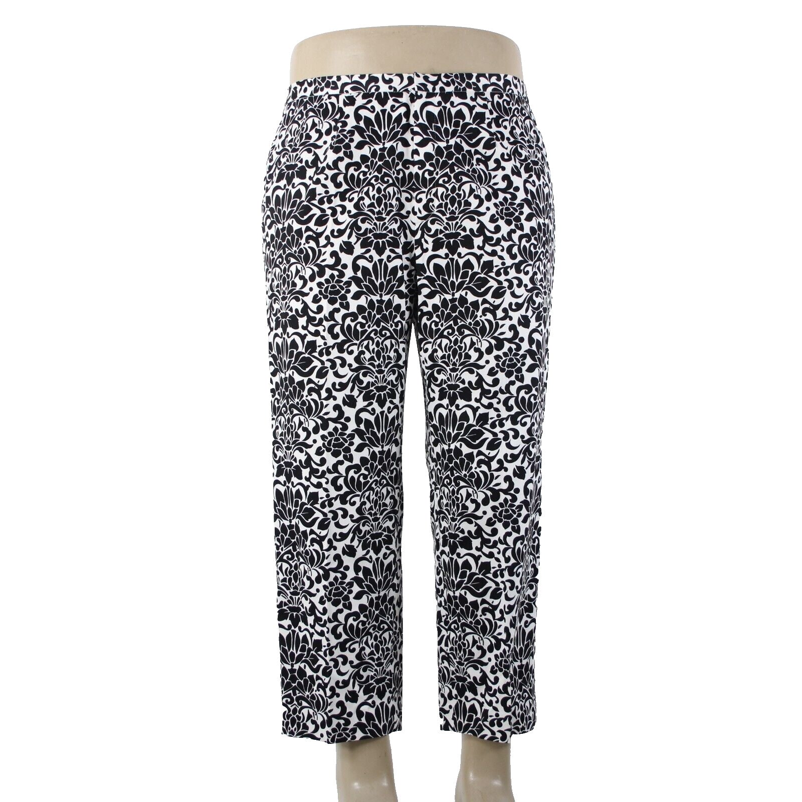 Saks Fifth Ave NEW $190 Sport Sz 16 x 26 Black White Cotton Spandex Pant