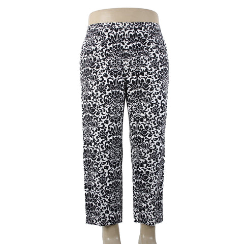 Saks Fifth Ave NEW $190 Sport Sz 16 x 26 Black White Cotton Spandex Pant