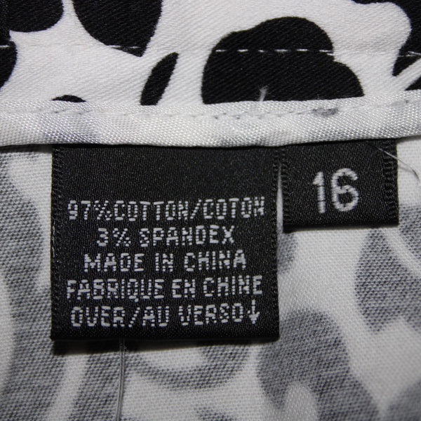 Saks Fifth Ave NEW $190 Sport Sz 16 x 26 Black White Cotton Spandex Pant