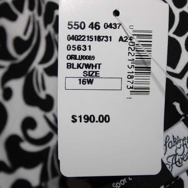 Saks Fifth Ave NEW $190 Sport Sz 16 x 26 Black White Cotton Spandex Pant