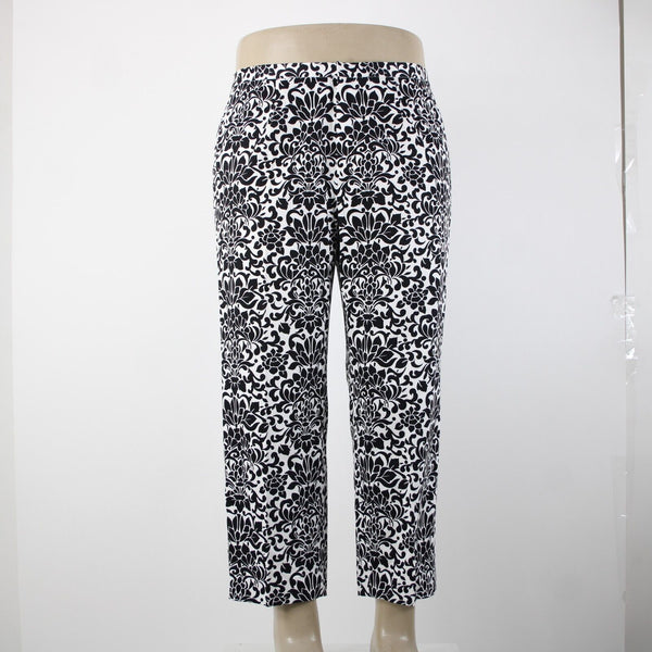 Saks Fifth Ave NEW $190 Sport Sz 16 x 26 Black White Cotton Spandex Pant