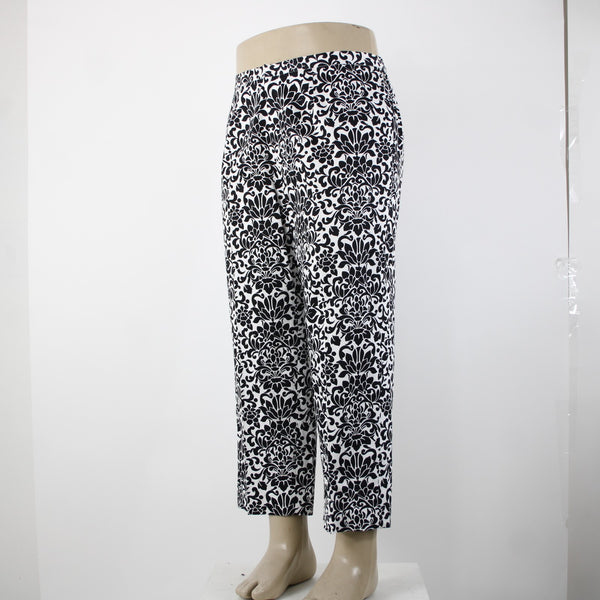 Saks Fifth Ave NEW $190 Sport Sz 16 x 26 Black White Cotton Spandex Pant