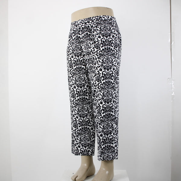 Saks Fifth Ave NEW $190 Sport Sz 16 x 26 Black White Cotton Spandex Pant
