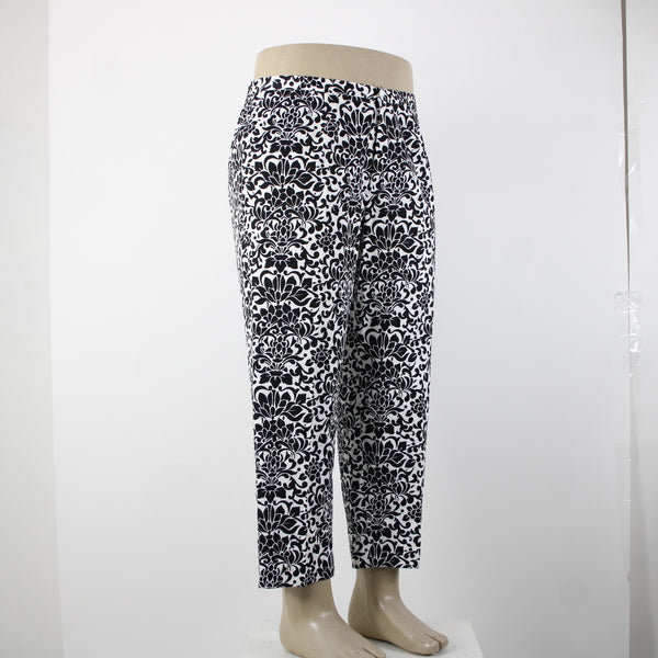 Saks Fifth Ave NEW $190 Sport Sz 16 x 26 Black White Cotton Spandex Pant