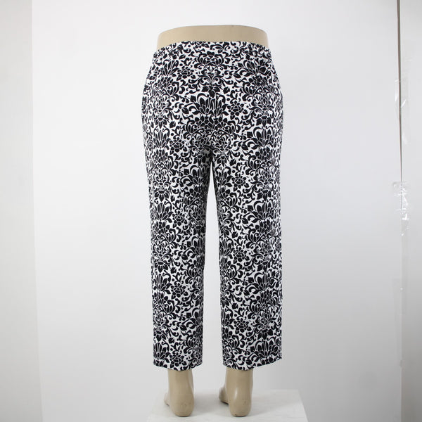 Saks Fifth Ave NEW $190 Sport Sz 16 x 26 Black White Cotton Spandex Pant