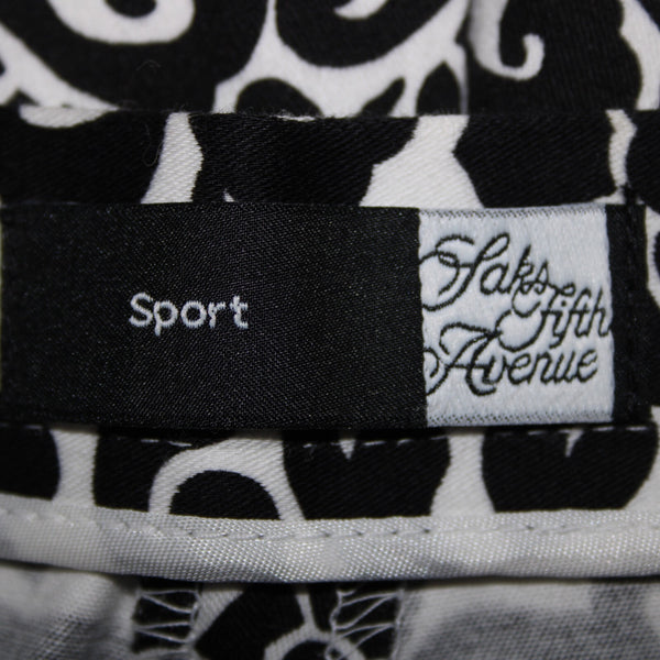 Saks Fifth Ave NEW $190 Sport Sz 16 x 26 Black White Cotton Spandex Pant