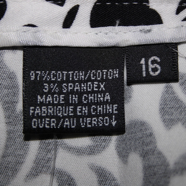 Saks Fifth Ave NEW $190 Sport Sz 16 x 26 Black White Cotton Spandex Pant