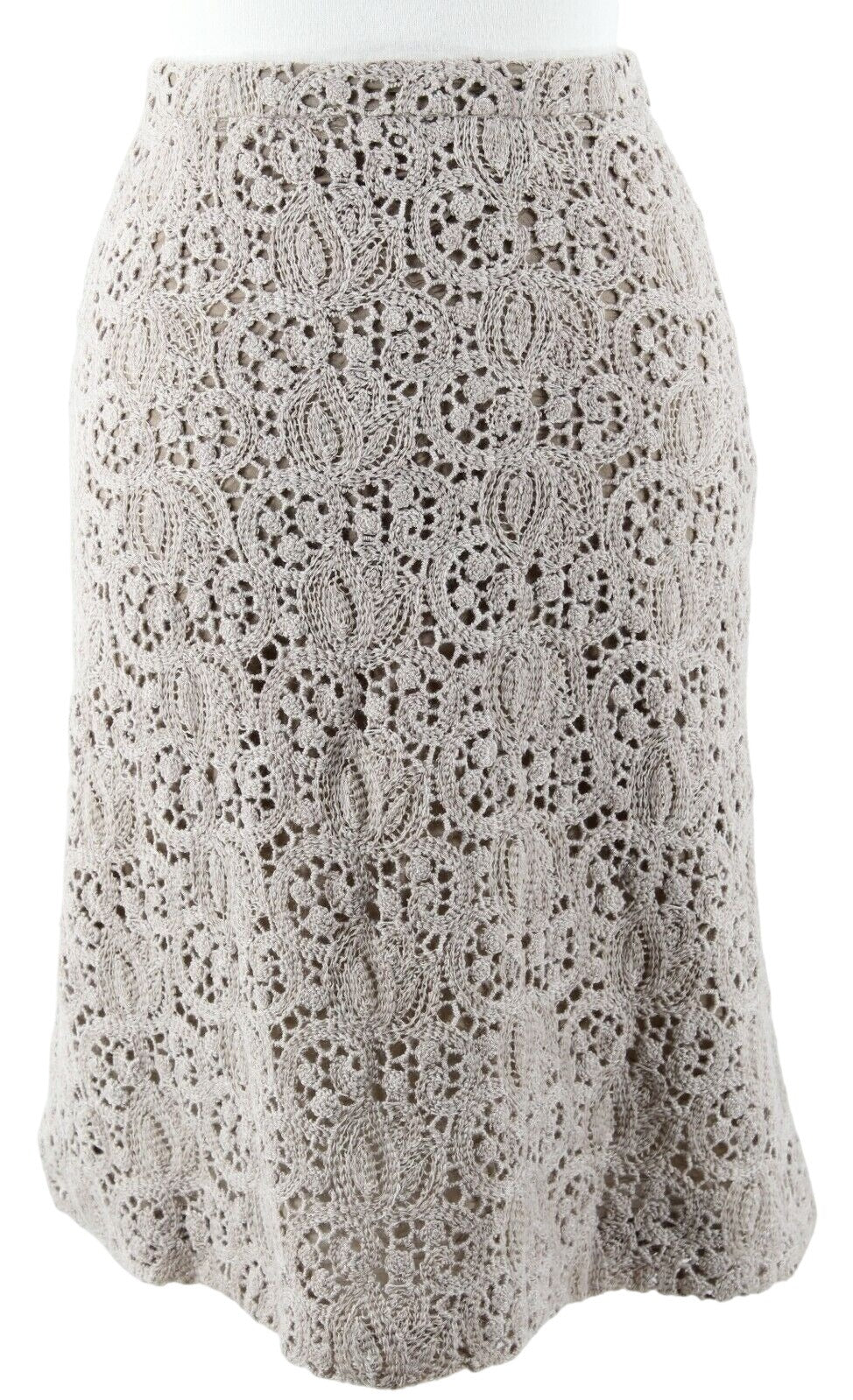 Piazza Sempione NEW $245 Sz 4 Taupe A Line Lace Overlay Wool Polyester Skirt