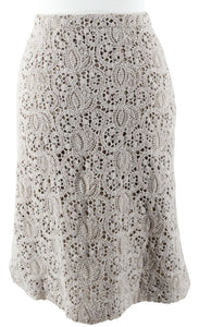 Piazza Sempione NEW $245 Sz 4 Taupe A Line Lace Overlay Wool Polyester Skirt