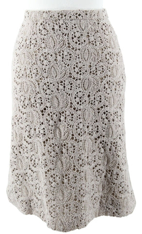 Piazza Sempione NEW $245 Sz 4 Taupe A Line Lace Overlay Wool Polyester Skirt