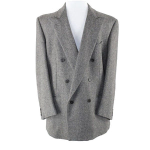 Ermenegildo Zegna Sz 52S? Black Gray Double Breasted 100% Cashmere Blazer Jacket