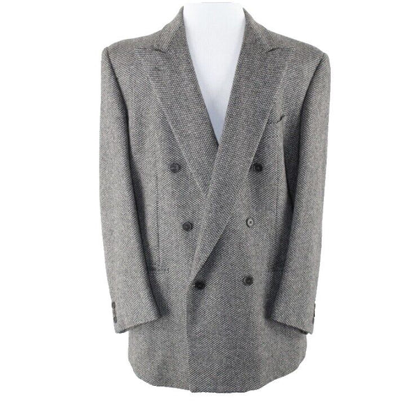 Ermenegildo Zegna Sz 52S? Black Gray Double Breasted 100% Cashmere Blazer Jacket